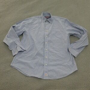 Vineyard Vines Murray Shirt Mens Medium Blue White Plaid Cotton Button Down